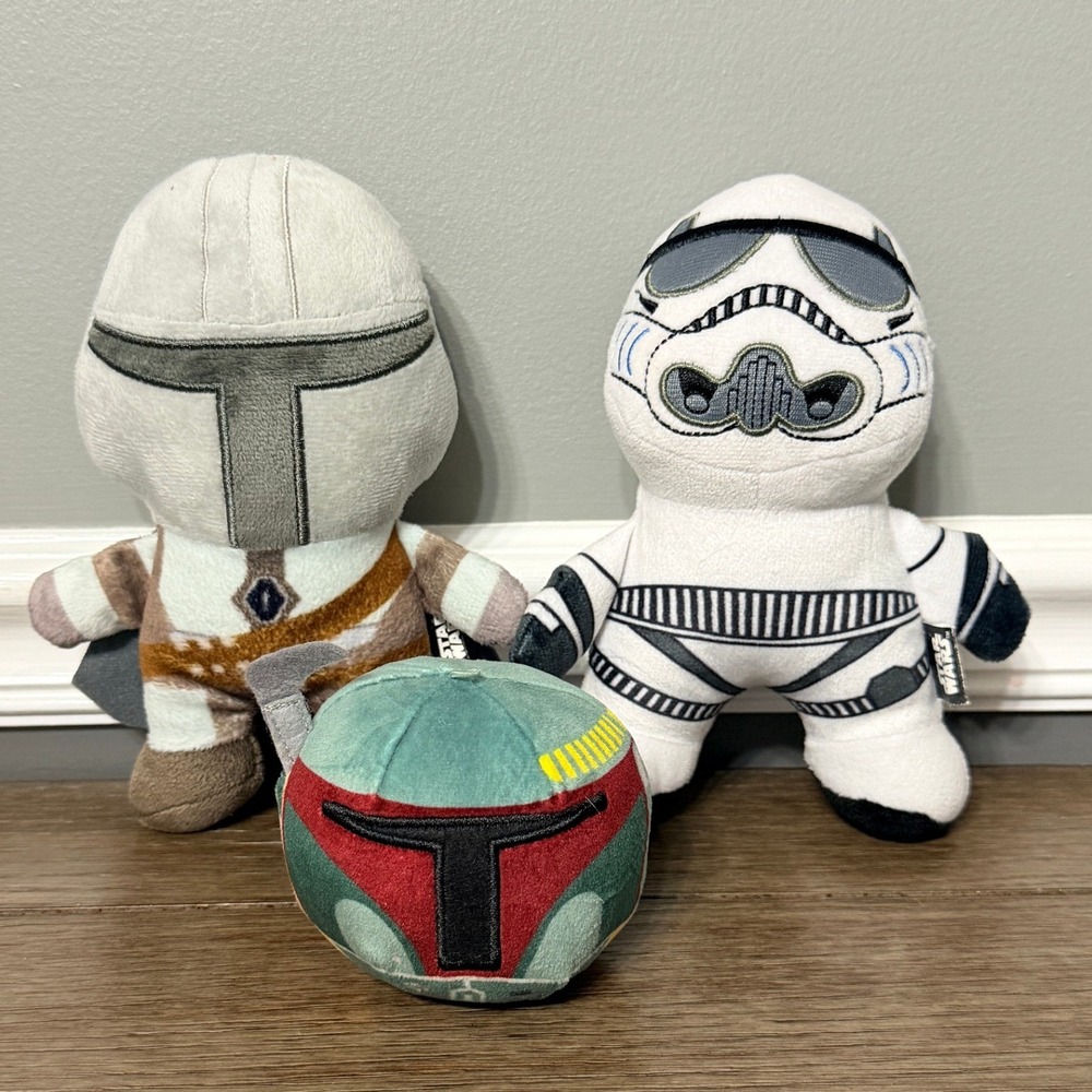 Star Wars Plush Lot Mandalorian Stormtrooper Hallmark Boba Fett 3pc